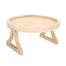 Load image into Gallery viewer, 25cm Foldable Sofa Round Tray Home Couch Armrest Pallet, Pine Wood, Bamboo