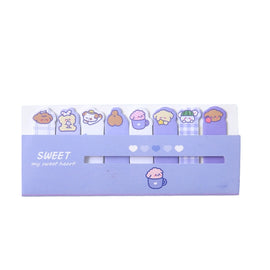 120sheets /Set Kawaii Sticky Tab Note Page Marker Writable and Repositionable File Flags, Dog, Fruit, Girl, Flower, Bear, Cat
