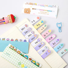 Load image into Gallery viewer, 120sheets /Set Kawaii Sticky Tab Note Page Marker Writable and Repositionable File Flags, Dog, Fruit, Girl, Flower, Bear, Cat