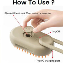 Load image into Gallery viewer, Pet Electric Spray Comb Rechargeable Cat Steamy Grooming Brush Cleaning Tool, Handle White, Handle Coffee