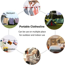 Load image into Gallery viewer, Outdoor Travel Retractable Windproof Clothesline with 12 Clips
