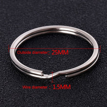 Load image into Gallery viewer, 10pcs 1.5 X 25mm Key Holder Ring Metal Key Chain Charm Ring