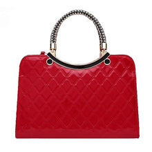Load image into Gallery viewer, Large capacity PU Leather Diamond Pattern Ladies Handbag with Hanging Ornaments