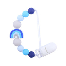 Load image into Gallery viewer, Baby Anti-drop Chain Pacifier Clips Silicone Rainbow Beads Dummy Holder Nipple Clip, Rainbow Purple, Rainbow Pink, Rainbow Blue