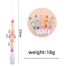 Load image into Gallery viewer, Baby Anti-drop Chain Pacifier Clips Silicone Rainbow Beads Dummy Holder Nipple Clip, Rainbow Purple, Rainbow Pink, Rainbow Blue