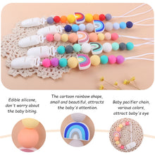 Load image into Gallery viewer, Baby Anti-drop Chain Pacifier Clips Silicone Rainbow Beads Dummy Holder Nipple Clip, Rainbow Purple, Rainbow Pink, Rainbow Blue