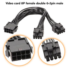 Load image into Gallery viewer, 8P Female To Dual 6+2Pin Male Graphics Card Power Cable 8P To Dual 8P 1 To 2 Power Adapter Cable, 8P Female To Dual 6+2Pin Male