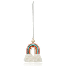 Load image into Gallery viewer, Hand-woven Wood Beads Cotton Rope Rainbow Car Aromatherapy Pendant
