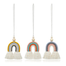 Load image into Gallery viewer, Hand-woven Wood Beads Cotton Rope Rainbow Car Aromatherapy Pendant