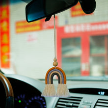 Load image into Gallery viewer, Hand-woven Wood Beads Cotton Rope Rainbow Car Aromatherapy Pendant