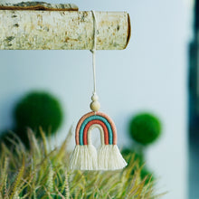 Load image into Gallery viewer, Hand-woven Wood Beads Cotton Rope Rainbow Car Aromatherapy Pendant