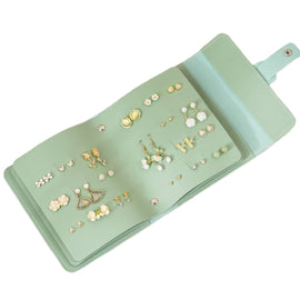 Book Shaped Jewelry Bag Large capacity Travel Portable Multifunctional Earring Storage Bag, Blue, Green, Pink