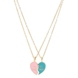 BEST FRIEND Love Lockbone Chain Matching Heart Pendant Friendship Card Necklace