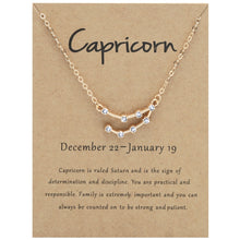 Load image into Gallery viewer, 12 Zodiac Signs With Diamonds Necklace Card Rhinestones Collarbone Chain Pendant, Scorpio Golden, Sagittarius Golden, Capricorn Golden, Taurus Golden, Pisces Golden, Leo Golden, Libra Golden, Cancer Golden, Aquarius Golden, Virgo Golden, Aries Golden  ...