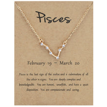 Load image into Gallery viewer, 12 Zodiac Signs With Diamonds Necklace Card Rhinestones Collarbone Chain Pendant, Scorpio Golden, Sagittarius Golden, Capricorn Golden, Taurus Golden, Pisces Golden, Leo Golden, Libra Golden, Cancer Golden, Aquarius Golden, Virgo Golden, Aries Golden  ...