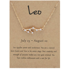 Load image into Gallery viewer, 12 Zodiac Signs With Diamonds Necklace Card Rhinestones Collarbone Chain Pendant, Scorpio Golden, Sagittarius Golden, Capricorn Golden, Taurus Golden, Pisces Golden, Leo Golden, Libra Golden, Cancer Golden, Aquarius Golden, Virgo Golden, Aries Golden  ...