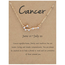 Load image into Gallery viewer, 12 Zodiac Signs With Diamonds Necklace Card Rhinestones Collarbone Chain Pendant, Scorpio Golden, Sagittarius Golden, Capricorn Golden, Taurus Golden, Pisces Golden, Leo Golden, Libra Golden, Cancer Golden, Aquarius Golden, Virgo Golden, Aries Golden  ...