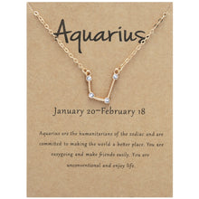 Load image into Gallery viewer, 12 Zodiac Signs With Diamonds Necklace Card Rhinestones Collarbone Chain Pendant, Scorpio Golden, Sagittarius Golden, Capricorn Golden, Taurus Golden, Pisces Golden, Leo Golden, Libra Golden, Cancer Golden, Aquarius Golden, Virgo Golden, Aries Golden  ...