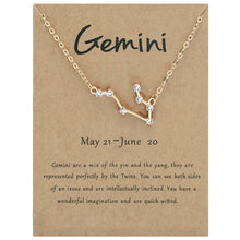 Load image into Gallery viewer, 12 Zodiac Signs With Diamonds Necklace Card Rhinestones Collarbone Chain Pendant, Scorpio Golden, Sagittarius Golden, Capricorn Golden, Taurus Golden, Pisces Golden, Leo Golden, Libra Golden, Cancer Golden, Aquarius Golden, Virgo Golden, Aries Golden  ...