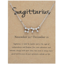 Load image into Gallery viewer, 12 Zodiac Signs With Diamonds Necklace Card Rhinestones Collarbone Chain Pendant, Scorpio Golden, Sagittarius Golden, Capricorn Golden, Taurus Golden, Pisces Golden, Leo Golden, Libra Golden, Cancer Golden, Aquarius Golden, Virgo Golden, Aries Golden  ...