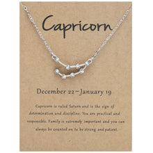 Load image into Gallery viewer, 12 Zodiac Signs With Diamonds Necklace Card Rhinestones Collarbone Chain Pendant, Scorpio Golden, Sagittarius Golden, Capricorn Golden, Taurus Golden, Pisces Golden, Leo Golden, Libra Golden, Cancer Golden, Aquarius Golden, Virgo Golden, Aries Golden  ...