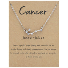Load image into Gallery viewer, 12 Zodiac Signs With Diamonds Necklace Card Rhinestones Collarbone Chain Pendant, Scorpio Golden, Sagittarius Golden, Capricorn Golden, Taurus Golden, Pisces Golden, Leo Golden, Libra Golden, Cancer Golden, Aquarius Golden, Virgo Golden, Aries Golden  ...