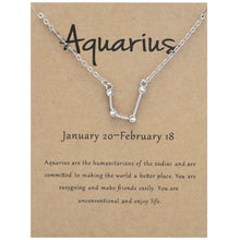 Load image into Gallery viewer, 12 Zodiac Signs With Diamonds Necklace Card Rhinestones Collarbone Chain Pendant, Scorpio Golden, Sagittarius Golden, Capricorn Golden, Taurus Golden, Pisces Golden, Leo Golden, Libra Golden, Cancer Golden, Aquarius Golden, Virgo Golden, Aries Golden  ...