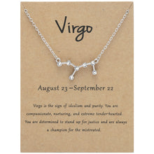 Load image into Gallery viewer, 12 Zodiac Signs With Diamonds Necklace Card Rhinestones Collarbone Chain Pendant, Scorpio Golden, Sagittarius Golden, Capricorn Golden, Taurus Golden, Pisces Golden, Leo Golden, Libra Golden, Cancer Golden, Aquarius Golden, Virgo Golden, Aries Golden  ...