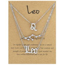 Load image into Gallery viewer, 3 In 1 12 Zodiac Signs Necklace Set Retro Alphabet Symbols With Diamonds Jewelry Set, Scorpion Golden, Sagittarius Golden, Capricorn Golden, Taurus Golden, Pisces Golden, Leo Golden, Libra Golden, Cancer Golden, Aquarius Golden, Virgo Golden, Aries Gol...