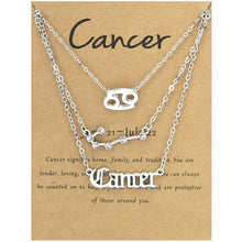 Load image into Gallery viewer, 3 In 1 12 Zodiac Signs Necklace Set Retro Alphabet Symbols With Diamonds Jewelry Set, Scorpion Golden, Sagittarius Golden, Capricorn Golden, Taurus Golden, Pisces Golden, Leo Golden, Libra Golden, Cancer Golden, Aquarius Golden, Virgo Golden, Aries Gol...