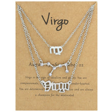 Load image into Gallery viewer, 3 In 1 12 Zodiac Signs Necklace Set Retro Alphabet Symbols With Diamonds Jewelry Set, Scorpion Golden, Sagittarius Golden, Capricorn Golden, Taurus Golden, Pisces Golden, Leo Golden, Libra Golden, Cancer Golden, Aquarius Golden, Virgo Golden, Aries Gol...