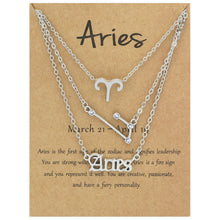 Load image into Gallery viewer, 3 In 1 12 Zodiac Signs Necklace Set Retro Alphabet Symbols With Diamonds Jewelry Set, Scorpion Golden, Sagittarius Golden, Capricorn Golden, Taurus Golden, Pisces Golden, Leo Golden, Libra Golden, Cancer Golden, Aquarius Golden, Virgo Golden, Aries Gol...