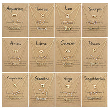 Load image into Gallery viewer, 3 In 1 12 Zodiac Signs Necklace Set Retro Alphabet Symbols With Diamonds Jewelry Set, Scorpion Golden, Sagittarius Golden, Capricorn Golden, Taurus Golden, Pisces Golden, Leo Golden, Libra Golden, Cancer Golden, Aquarius Golden, Virgo Golden, Aries Gol...