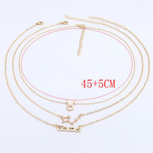 Load image into Gallery viewer, 3 In 1 12 Zodiac Signs Necklace Set Retro Alphabet Symbols With Diamonds Jewelry Set, Scorpion Golden, Sagittarius Golden, Capricorn Golden, Taurus Golden, Pisces Golden, Leo Golden, Libra Golden, Cancer Golden, Aquarius Golden, Virgo Golden, Aries Gol...
