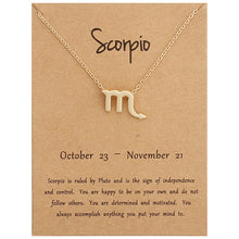 Load image into Gallery viewer, Zodiac Signs Necklace Electroplate Alloy Short Chain Jewelry, Aries Golden, Cancer Golden, Libra Golden, Virgo Golden, Leo Golden, Aquarius Golden, Pisces Golden, Taurus Golden, Capricorn Golden, Sagittarius Golden, Scorpio Golden, Gemini Golden       ...