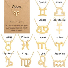 Load image into Gallery viewer, Zodiac Signs Necklace Electroplate Alloy Short Chain Jewelry, Aries Golden, Cancer Golden, Libra Golden, Virgo Golden, Leo Golden, Aquarius Golden, Pisces Golden, Taurus Golden, Capricorn Golden, Sagittarius Golden, Scorpio Golden, Gemini Golden       ...
