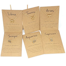 Load image into Gallery viewer, Zodiac Signs Necklace Electroplate Alloy Short Chain Jewelry, Aries Golden, Cancer Golden, Libra Golden, Virgo Golden, Leo Golden, Aquarius Golden, Pisces Golden, Taurus Golden, Capricorn Golden, Sagittarius Golden, Scorpio Golden, Gemini Golden       ...