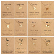Load image into Gallery viewer, Zodiac Signs Necklace Electroplate Alloy Short Chain Jewelry, Aries Golden, Cancer Golden, Libra Golden, Virgo Golden, Leo Golden, Aquarius Golden, Pisces Golden, Taurus Golden, Capricorn Golden, Sagittarius Golden, Scorpio Golden, Gemini Golden       ...