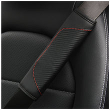 Load image into Gallery viewer, Car Seat Belt Cover Carbon Fiber Leather Auto Seat Shoulder Protection, Black, Red, Wine Red, Crown Black, Crown Red, Crown Wine Red