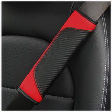 Load image into Gallery viewer, Car Seat Belt Cover Carbon Fiber Leather Auto Seat Shoulder Protection, Black, Red, Wine Red, Crown Black, Crown Red, Crown Wine Red