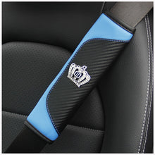 Load image into Gallery viewer, Car Seat Belt Cover Carbon Fiber Leather Auto Seat Shoulder Protection, Black, Red, Wine Red, Crown Black, Crown Red, Crown Wine Red