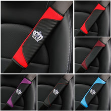 Load image into Gallery viewer, Car Seat Belt Cover Carbon Fiber Leather Auto Seat Shoulder Protection, Black, Red, Wine Red, Crown Black, Crown Red, Crown Wine Red