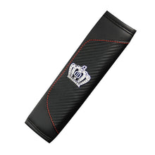 Load image into Gallery viewer, Car Seat Belt Cover Carbon Fiber Leather Auto Seat Shoulder Protection, Black, Red, Wine Red, Crown Black, Crown Red, Crown Wine Red