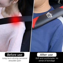 Load image into Gallery viewer, Car Seat Belt Cover Carbon Fiber Leather Auto Seat Shoulder Protection, Black, Red, Wine Red, Crown Black, Crown Red, Crown Wine Red