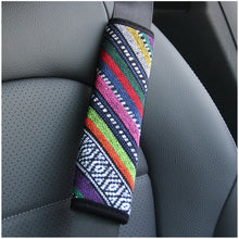 Load image into Gallery viewer, Ethnic Style Linen Car Seat Belt Cover Shoulder Pads
