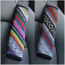 Load image into Gallery viewer, Ethnic Style Linen Car Seat Belt Cover Shoulder Pads