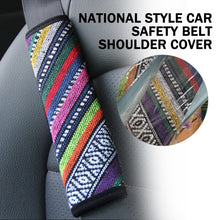 Load image into Gallery viewer, Ethnic Style Linen Car Seat Belt Cover Shoulder Pads