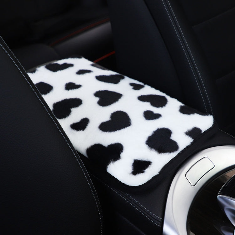 Plush Heart Pattern Car Center Console Cover Mat, 32x19cm