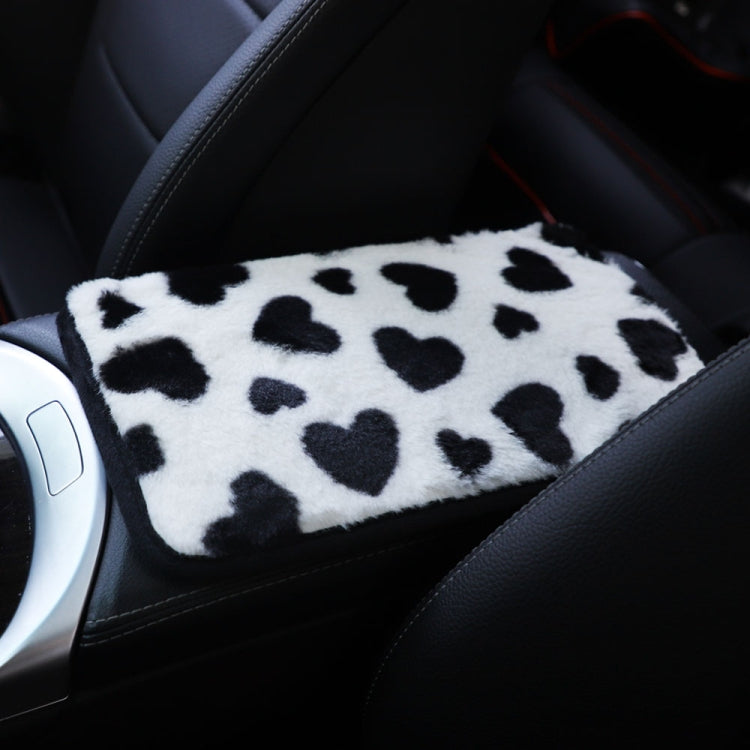 Plush Heart Pattern Car Center Console Cover Mat, 32x19cm