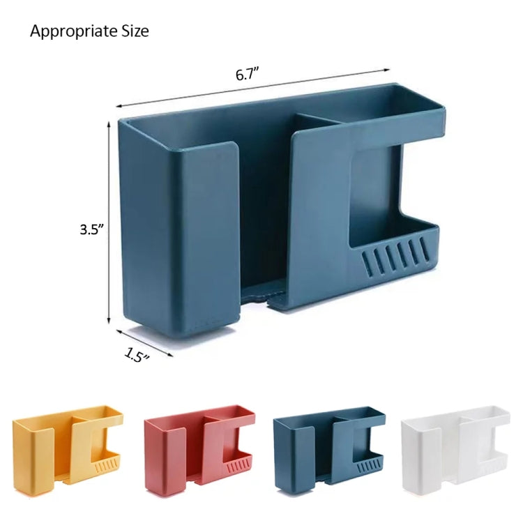 Double Grid Wall-Mounted Storage Box Remote Control Sundries Organizer Mobile Phone Charging Holder, Double Yellow, Double Blue, Double Red